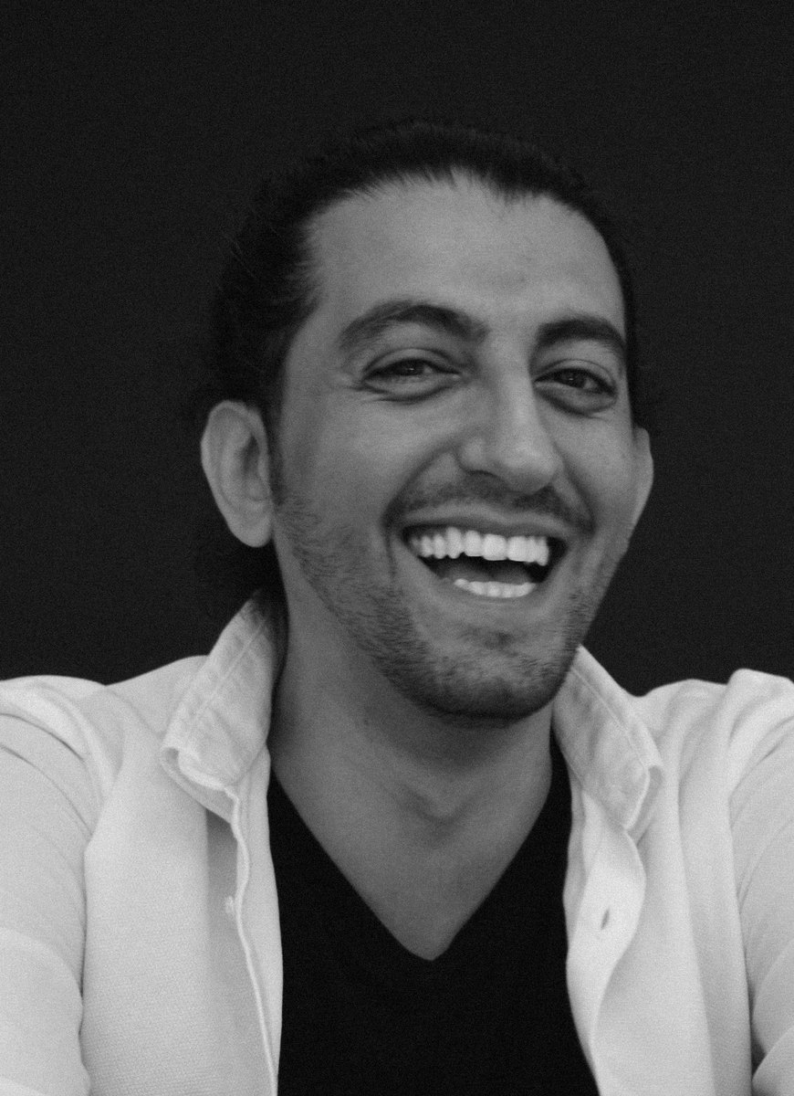 Mohammed Alshoaiby, black and white portrait